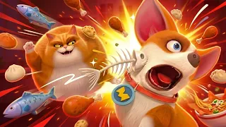 Moco vs. Cat Food Fight! 🍗 Flying Moco (House Has Short-Legs) 🐶 | Cartoon for Kids