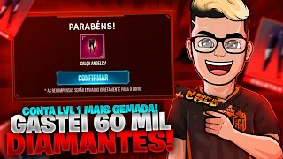 GASTEI 60 MIL DIAMANTES PARA PEGAR A CALÇA ANGELICAL VERMELHA NA CONTA LVL 1 NO FREE FIRE