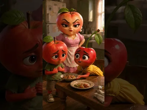 Apple Family | The stepmother's true colors💔 #Fruitstory #Fruitdrama #Fruitanimation