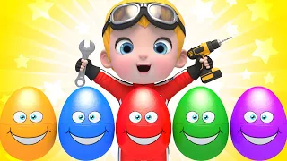 🌈 Five Little Monkeys Jumping On The Bed with Surprise Eggs | Vroom Vroom Ride 🏎️ | LimeTube
