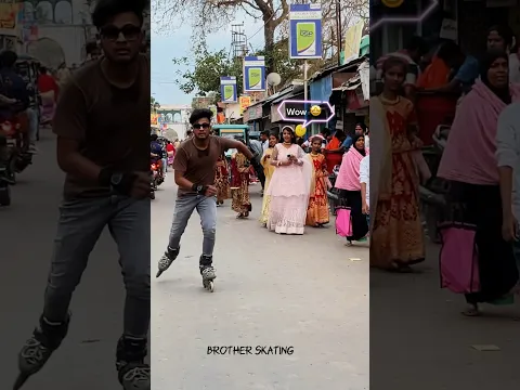 Crowd skating😳 #skater #brotherskating #skating #masti #girlreaction #road #publicreaction #funny