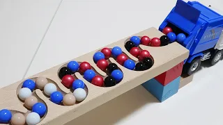 Marble Run Race  ☆ HABA Slope, Dump Truck & Garbage Truck # 3