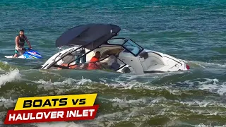 SMALL BOAT DESTROYED BY HUGE YACHT AT HAULOVER !! | Boats vs Haulover Inlet