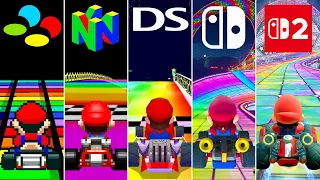 Evolution of Rainbow Road in Mario Kart (1992-2025)