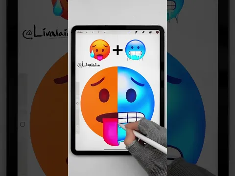 🥵+🥶 Digital vs Watercolor Emoji #drawing
