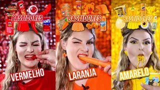 BASTIDORES MUKBANG COMIDAS COLORIDAS 🔥 [Vermelho 🌶️ •  Laranja 🥕• Amarelo 🧀]