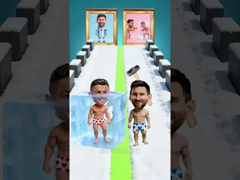 RONALDO & MESSI in the Frozen Run ❄️🔥  #ronaldo #messi #shorts