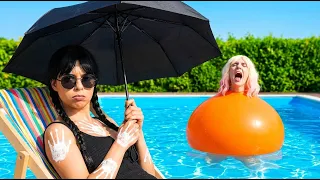 Wednesday vs Enid Summer Hacks! Cool Pool Hacks and Funny Situations