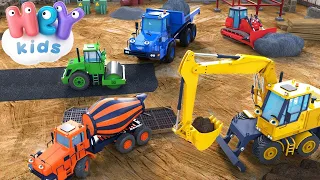 İnşaat Arabaları şarkısı 🚛 Buldozer, Beton mikseri, Damperli kamyon | Çizgi film - HeyKids
