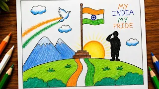Independence Day Drawing 🇮🇳 | Easy 15 August Drawing | My India My Pride