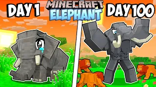 I Survived 100 Days as an ELEPHANT in Minecraft