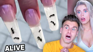Reacting To BIZARRE Nail Art That Should NOT EXIST (Ft. My Girlfriend)