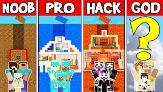 Minecraft: FAMILY TUNNEL HOUSE BUILD CHALLENGE - NOOB vs PRO vs HACKER vs GOD in Minecraft