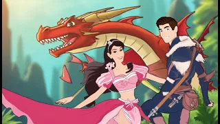 A princess is kidnapped by a dragon, but a knight rescues her.