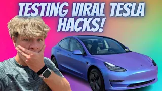 Testing viral Tesla hacks! #tesla #lifehacks #teslamodel3