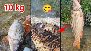 شوي السمك على الفحم 😋 سمكة كبيرة 10 كيلو ما شاءالله