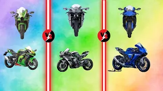 Ninja Zx-10r🆚Ninja H2r🆚Yamaha R1🔥🔥🔥 देखते हैं कि में कितना है दम💪💪#h2r#zx10r
