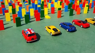 Break the dominoes by car