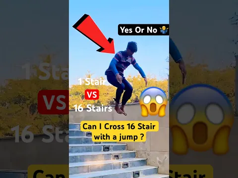 1 Stairs vs 16 Stairs 😨 | Can I Cross 16 Stair with a jump ? #jump #parkour #challenge