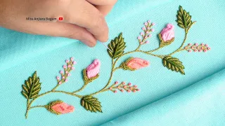"Easy Hand Embroidery Patterns for Pastel Outfits | Step-by-Step Tutorial" @MIssAnjiaraBegum
