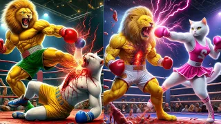 Cute Female Cat Revenge For Daddy💔😭 White Cat 🆚 Yellow Lion #catlover #kitten #cute #cutecat #shorts