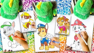 🔴 YULI 👧🏽🦖 AND DANNY LIVE 🖍️ Let's Color The Paw Patrol With My Puppet | Coloring For Boys & Girls!