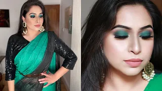 Party Makeup 🦚 Green Smokey Eye - Shahnaz Shimul