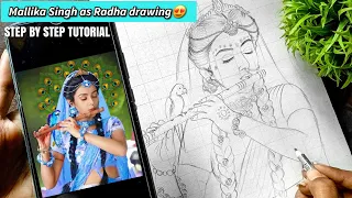 Mallika Singh as Radha drawing❤️, Shri Radha drawing, The Arts Cafe