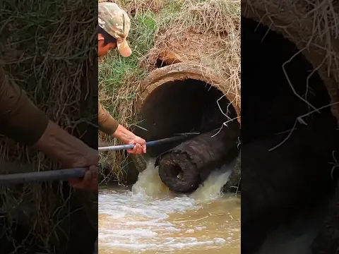 Unclogged Culvert Drain Water In Canal