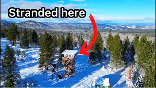 Stranded in a Lookout Tower by a Surprise Snowstorm.  Mountain top rescue