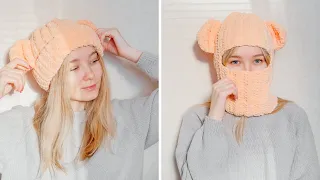 БАЛАКЛАВА-ШАПКА с ушками из плюшевой пряжи крючком I TikTok crochet🔥