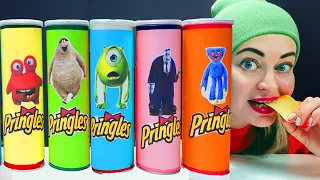 YumYum Mukbang 손가락 가족 노래 먹는 비디오 Eating Pringles Decoration