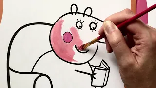 Coloring Mummy Pig to learn colors. Peppa Pig Coloring Pages.
