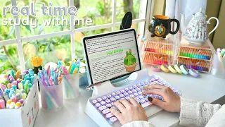 3 hour study with me ✨ real time (with music, background noise) pomodoro session
