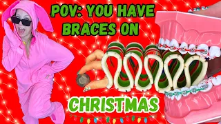 BUNNY COSTUME KID BREAKS BRACES ON CHRISTMAS | HOLIDAY CANDY YOU CAN AND CAN'T EAT WITH BRACES