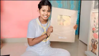 Unboxing my golden play button ❣️ | I am cute sanam  | #cutesanam11 #viral #youtubevideo #vlog ￼