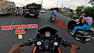 Race with cute girl 😤kya scooty chla rahi hai ladki 😨