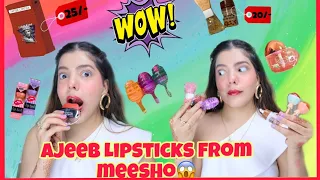 Trying Extremely *Cute and Weird* lipsticks from meesho 🤯😍 | My Lips...😭💔