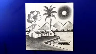 How to draw scenery with pencil | art video