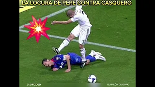 💥La mayor agresión de la Historia de La Liga‼️PEPE a CASQUERO en un Real Madrid Getafe en 2009.