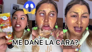 PONIÉNDOME 100 CAPAS DE MASCARILLA DE ORO 😨 me la arranque! CAROLATV