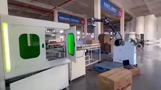 Full auto facial tissue paper bag package carton box package machine with Palletizing machine