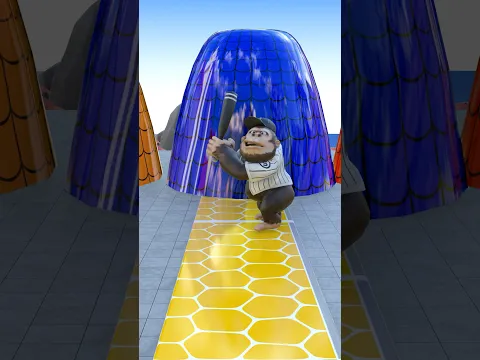 Duck To Monkey | Long Slide Game | Animal Crossing Fountain | Zoova 3D #animation #longslidegame