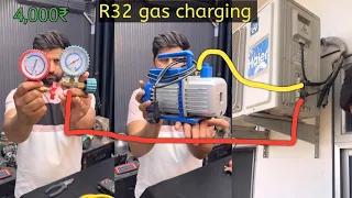 AC, gas charging process, step-by-step new technician and electrician 