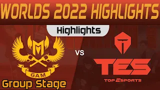 GAM vs TES Highlights Group Stage Worlds 2022 GAM Esports vs Top Esports by Onivia
