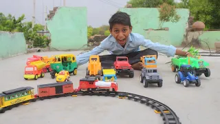 gadi wala cartoon || Jcb , Train , Tractor Testing Power of engine @surajofficialfacts