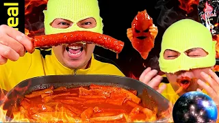 Extreme Spicy Buldak Tteokbokki Challenge!! 1% to 100% (I almost gave up)🥵 #spicy #mukbang