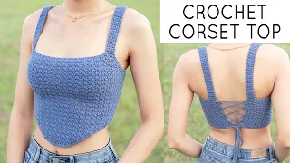 Easy Crochet Corset Top Tutorial | Crochet Crop Top | Chenda DIY