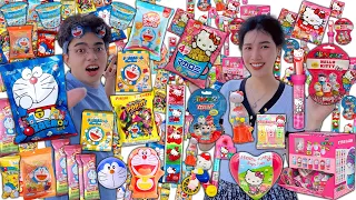 THỬ THÁCH MUA TẤT CẢ ĐỒ ĂN DORAEMON ĐỒ ĂN HELLO KITTY THẮNG TÊ TÊ HẰNG NGA