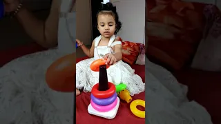 1year baby perfection in stacking ring toys😳🥰👌